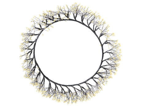 Christmas Wreath Black LED Decoration Metal Round 52 cm Indoor Outdoor Seasonal Accessory Home Dcor with Lights Beliani