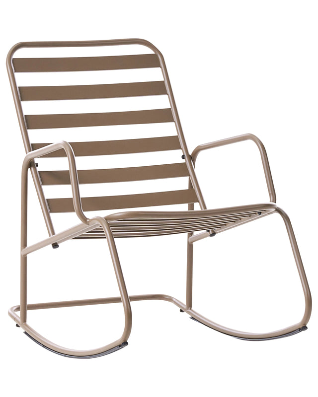 Garden Rocking Chair Taupe Aluminium Slatted Design Modern Style Outdoor Beliani