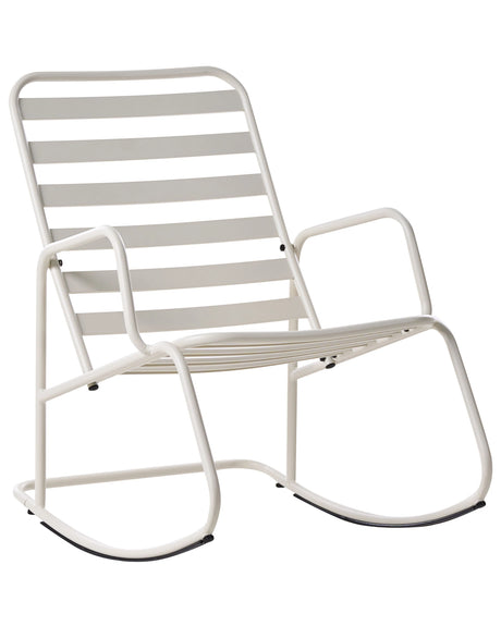 Garden Rocking Chair White Aluminium Slatted Design Modern Style Outdoor Beliani