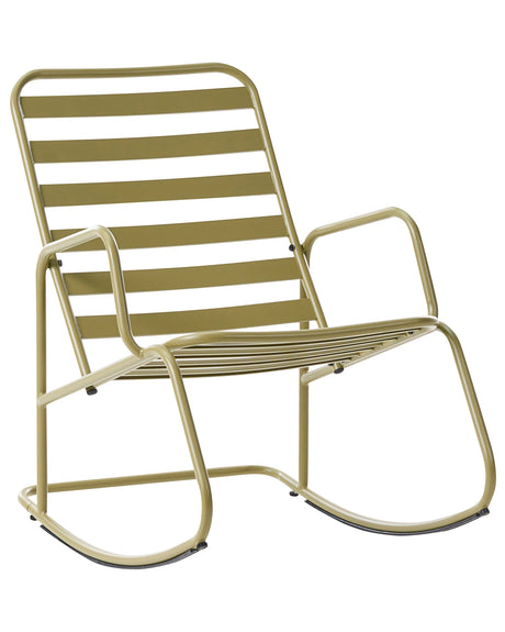 Garden Rocking Chair Olive Green Aluminium Slatted Design Modern Style Outdoor Beliani