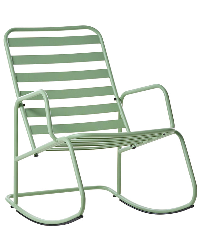 Garden Rocking Chair Green Aluminium Slatted Design Modern Style Outdoor Beliani