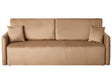 Velvet Sofa Light Brown Polyester Upholstery 3 Seater with Scatter Cushions Sleeper Function Living Room Settee Beliani