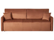 Velvet Sofa Golden Brown Polyester Upholstery 3 Seater with Scatter Cushions Sleeper Function Living Room Settee Beliani