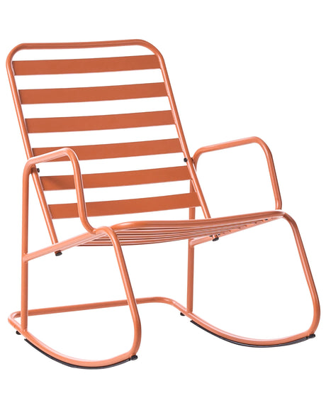 Garden Rocking Chair Orange Aluminium Slatted Design Modern Style Outdoor Beliani