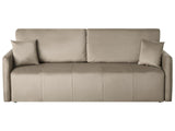 Velvet Sofa Taupe  Polyester Upholstery 3 Seater with Scatter Cushions Sleeper Function Living Room Settee Beliani