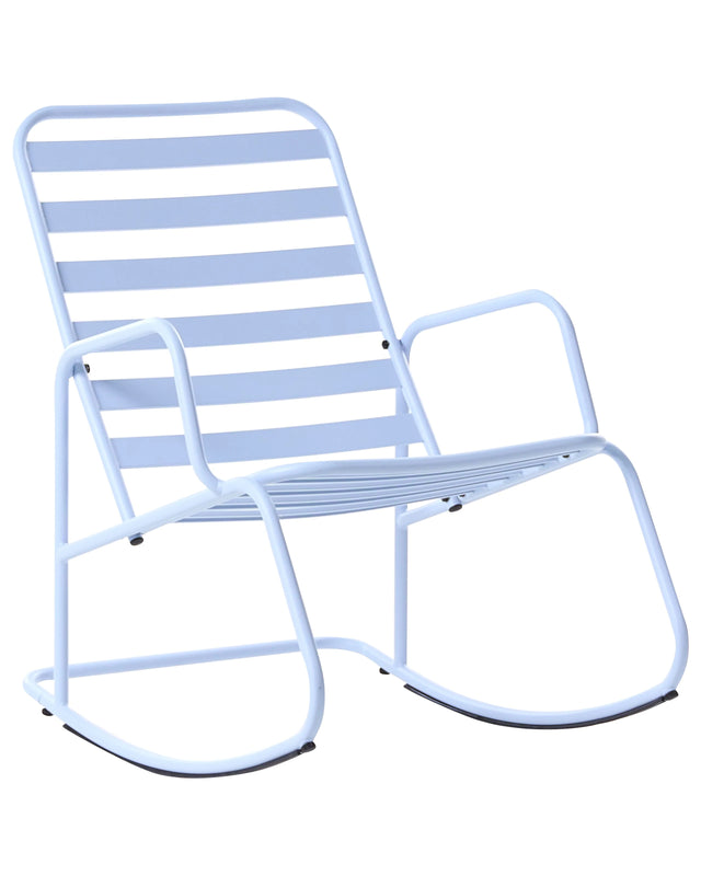 Garden Rocking Chair Light Blue Aluminium Slatted Design Modern Style Outdoor Beliani