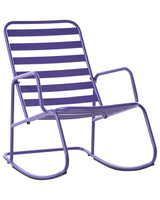 Garden Rocking Chair Navy Blue Aluminium Slatted Design Modern Style Outdoor Beliani