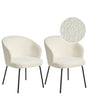 Set of 2 Boucle Dining Chairs Light Beige Boucle Upholstery Black Metal Legs Modern Retro Design Beliani