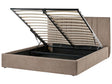 Bed Frame Taupe Fabric Upholstery EU King Size 5ft3 Lift Up Storage with Headboard and Slatted Base Beliani