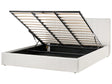 Bed Frame Light Beige Fabric Upholstery EU Super King Size 6ft Lift Up Storage with Headboard and Slatted Base Beliani