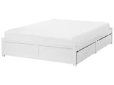 Bed Frame White Plywood Pine Wood Melamine MDF Drawer Storage 5ft3 EU Double Size Scandinavian Style Beliani