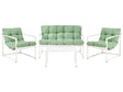 Garden Sofa Set Green Galvanized Steel 4 Seater with Armchairs Sofa Coffee Table Modern Design Outdoor Conversation Set Beliani