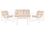 Garden Sofa Set Beige Galvanized Steel 4 Seater with Armchairs Sofa Coffee Table Modern Design Outdoor Conversation Set Beliani