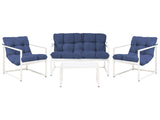Garden Sofa Set Blue Galvanized Steel 4 Seater with Armchairs Sofa Coffee Table Modern Design Outdoor Conversation Set Beliani