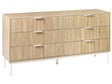 Chest of Drawers Light Brown MDF 6 Drawers Metal Legs Handles Modern Design Bedroom Living Room Beliani