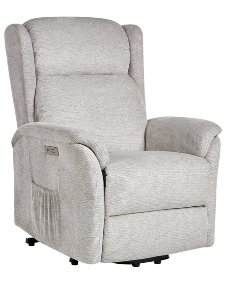 Reclining Electric Armchair with Lifting Function Light Grey Fabric Modern Living Room Beliani