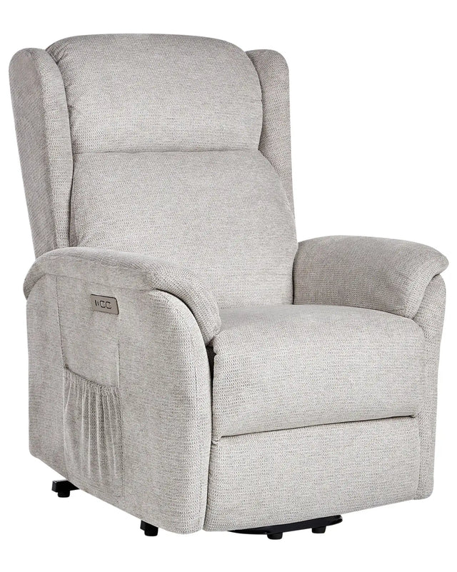 Reclining Electric Armchair with Lifting Function Light Grey Fabric Modern Living Room Beliani
