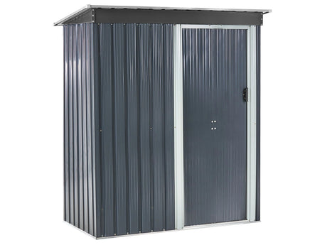 Garden Shed Graphite Grey Galvanized Steel Waterproof Outdoor Storage for Garden Tools Equipment Beliani