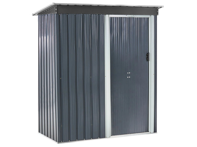 Garden Shed Graphite Grey Galvanized Steel Waterproof Outdoor Storage for Garden Tools Equipment Beliani