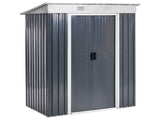 Garden Shed Graphite Grey Galvanized Steel Waterproof Outdoor Storage for Garden Tools Equipment Beliani