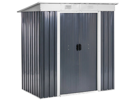 Garden Shed Graphite Grey Galvanized Steel Waterproof Outdoor Storage for Garden Tools Equipment Beliani