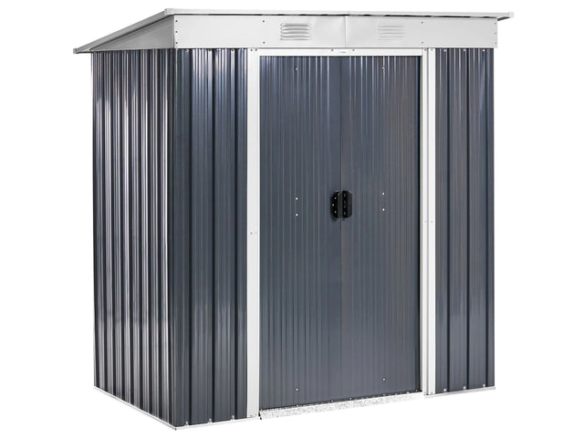 Garden Shed Graphite Grey Galvanized Steel Waterproof Outdoor Storage for Garden Tools Equipment Beliani