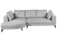Right Hand Corner Sofa Grey Faux Linen Upholstery Water-Repellent Black Iron Legs Modern with Cushions Beliani