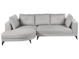 Right Hand Corner Sofa Grey Faux Linen Upholstery Water-Repellent Black Iron Legs Modern with Cushions Beliani