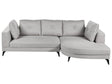 Left Hand Corner Sofa Grey Faux Linen Upholstery Water-Repellent Black Iron Legs Modern with Cushions Beliani