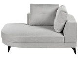 Right Hand Chaise Lounge Grey Faux Linen Upholstery Water-Repellent Black Iron Legs Modern with Cushions Beliani