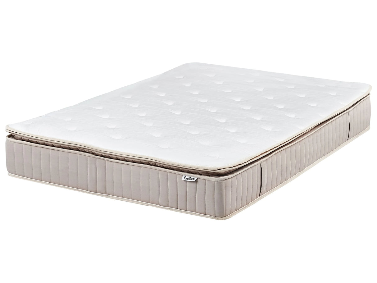 Latex Pocket Mattress White and Beige EU Small Double Size Firm Zippered Removable Polyester Cover Bedroom Accessories Beliani