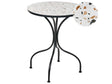 Garden Bistro Table Black Metal Iron Frame  60 cm Terrazzo Effect Pattern Tabletop Vintage Style Outdoor Beliani