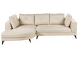 Right Hand Corner Sofa Light Beige Faux Linen Upholstery Water-Repellent Black Iron Legs Modern with Cushions Beliani