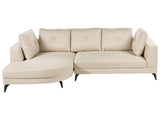 Right Hand Corner Sofa Light Beige Faux Linen Upholstery Water-Repellent Black Iron Legs Modern with Cushions Beliani