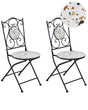 Set of 2 Garden Chairs Black Metal Iron Frame Terrazzo Effect Pattern Vintage Style Outdoor Beliani