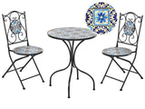 Outdoor Garden Bistro Set Black Metal Iron Frame Mosaic Pattern Tabletop Vintage Style Outdoor Beliani