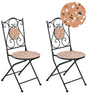 Set of 2 Garden Chairs Black Metal Iron Frame Terrazzo Effect Pattern Vintage Style Outdoor Beliani