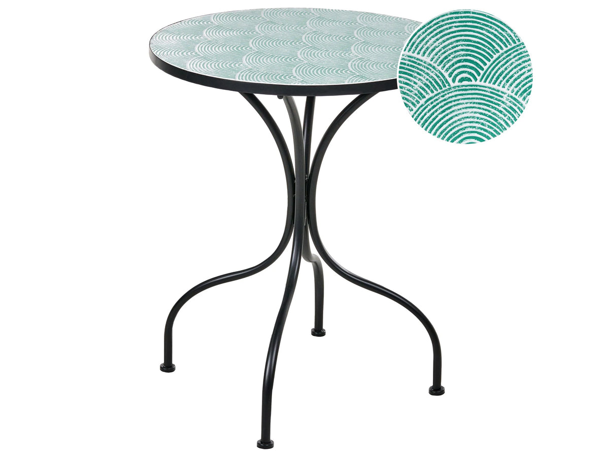 Garden Bistro Table Black Metal Iron Frame  60 cm Tabletop Vintage Style Outdoor Beliani