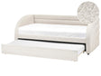 EU Single Trundle Bed White Boucle Upholstery 3ft Slatted Base Daybed Kids Room Guest Room Beliani