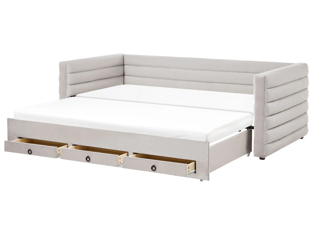 Daybed Grey Velvet Upholstery EU Single to Super King Size 3ft to 6ft Quilted Glam Style Beliani