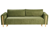 Sofa Bed Green Fabric Upholstery Click-Clack Sleeper Mechanism with Storage Minimalistimodern with Armrests Beliani