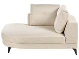 Right Hand Chaise Lounge Light Beige Faux Linen Upholstery Water-Repellent Black Iron Legs Modern with Cushions Beliani