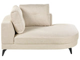 Left Hand Chaise Lounge Light Beige Faux Linen Upholstery Water-Repellent Black Iron Legs Modern with Cushions Beliani