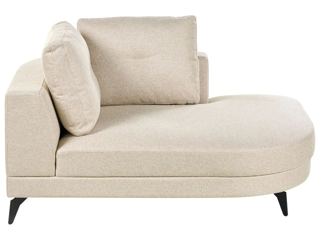 Left Hand Chaise Lounge Light Beige Faux Linen Upholstery Water-Repellent Black Iron Legs Modern with Cushions Beliani