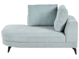 Right Hand Chaise Lounge Light Blue Chenille Upholstery Black Iron Legs Modern with Cushions Beliani