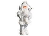 Decorative Figurine Silver Fabric and Synthetic Material Santa Claus Father Christmas Figure Xmas Ornament Beliani