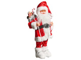 Decorative Figurine Red Fabric and Synthetic Material Santa Claus Father Christmas Figure Xmas Ornament Beliani