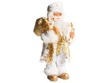 Decorative Figurine White and Gold Fabric and Synthetic Material Santa Claus Father Christmas Figure Xmas Ornament Beliani