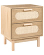 Bedside Table Light Brown Particle Board Rattan Front Nightstand 2 Drawers Boho Style Bedroom Storage Beliani