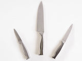 Knife Set Silver Stainless Steel 3 Pieces Hand-Sharpened 54 HRC Hardness Chef's Knife Modern Design Beliani